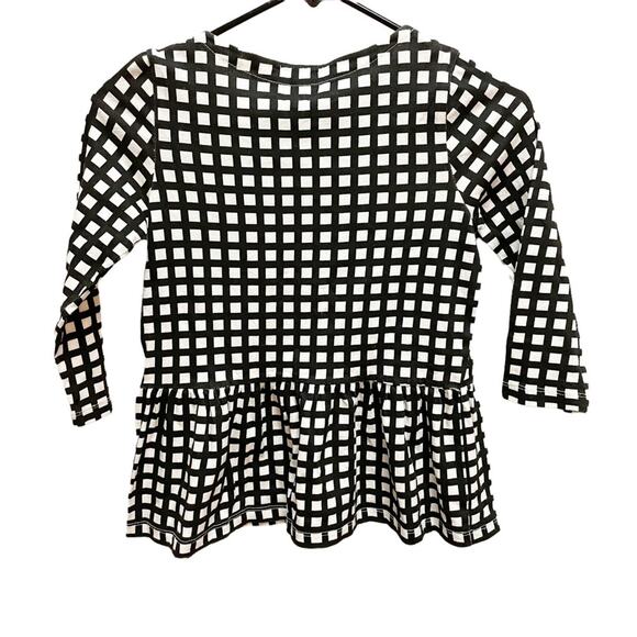 Crewcuts Black and White Grid Peplum 3/4 quarter Sleeve Top Size 10 - Picture 5 of 6
